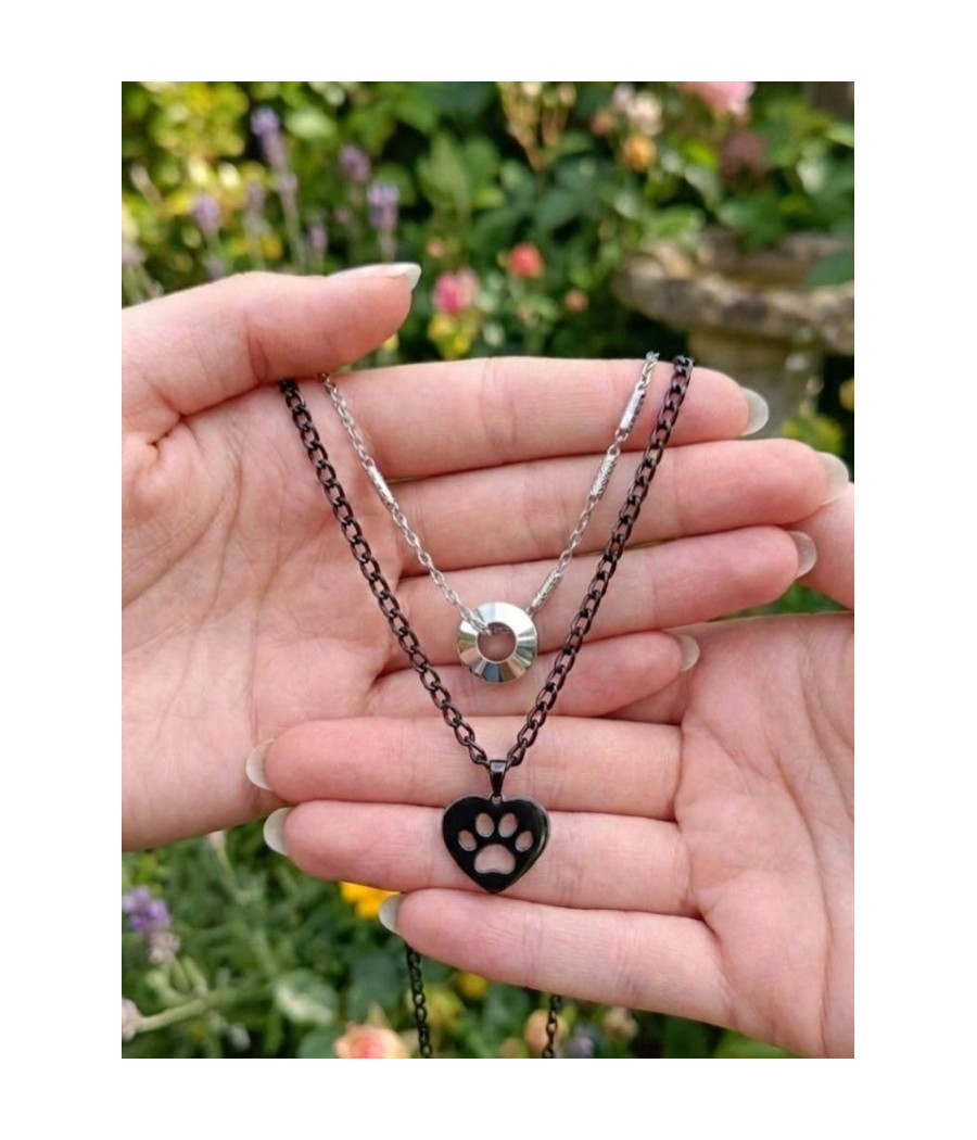 Collar Corazón Doble Cadena