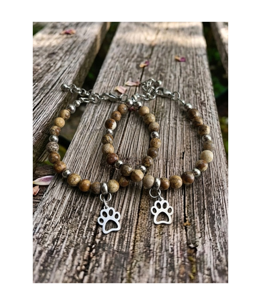 Pulsera Huellita Jaspe Madera