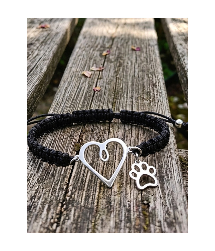 Pulsera Macramé Corazón y Huella